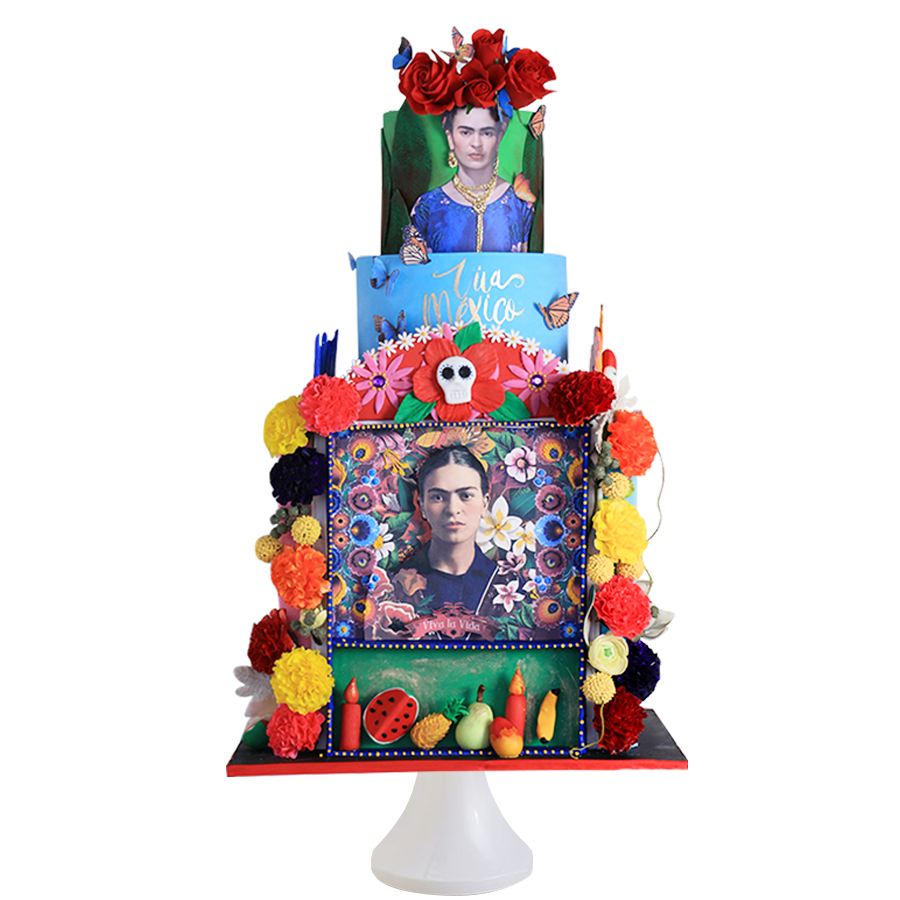Viva Frida, pastel de 4 pisos con decoración mexicana