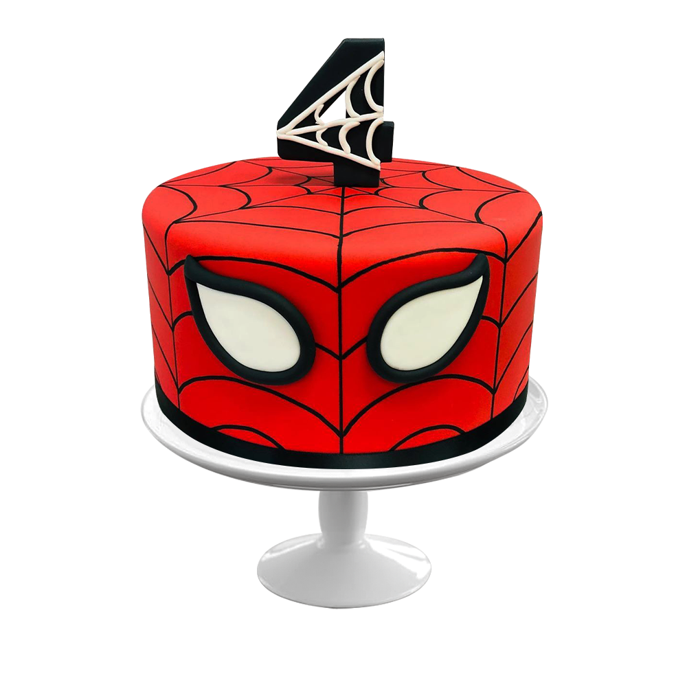 Spiderman red, pastel de cumpleaños decorado de fondant