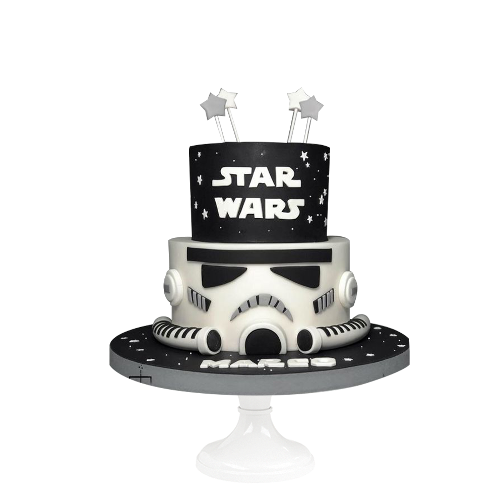 Star Wars Cake, pastel decorado de fondant de Stormtrooper