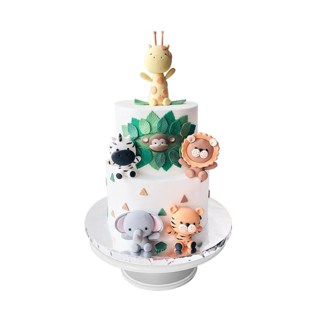 Jungle Cake, pastel decorado de animalitos en colores tenues