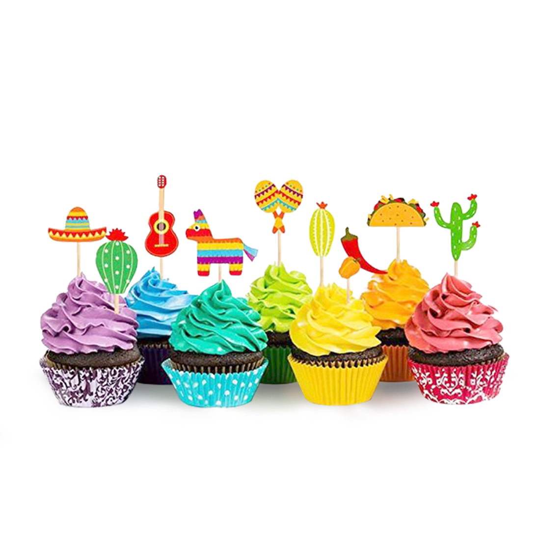 Cupcakes mexicanos, con detalles en colores vivos, docena