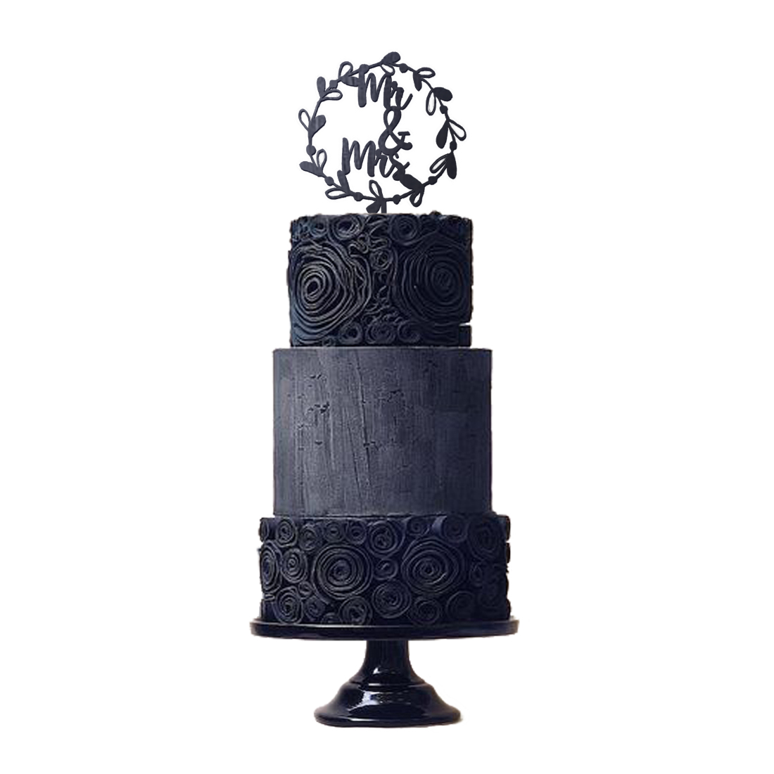 Black wedding, original pastel decorado obscuro para boda