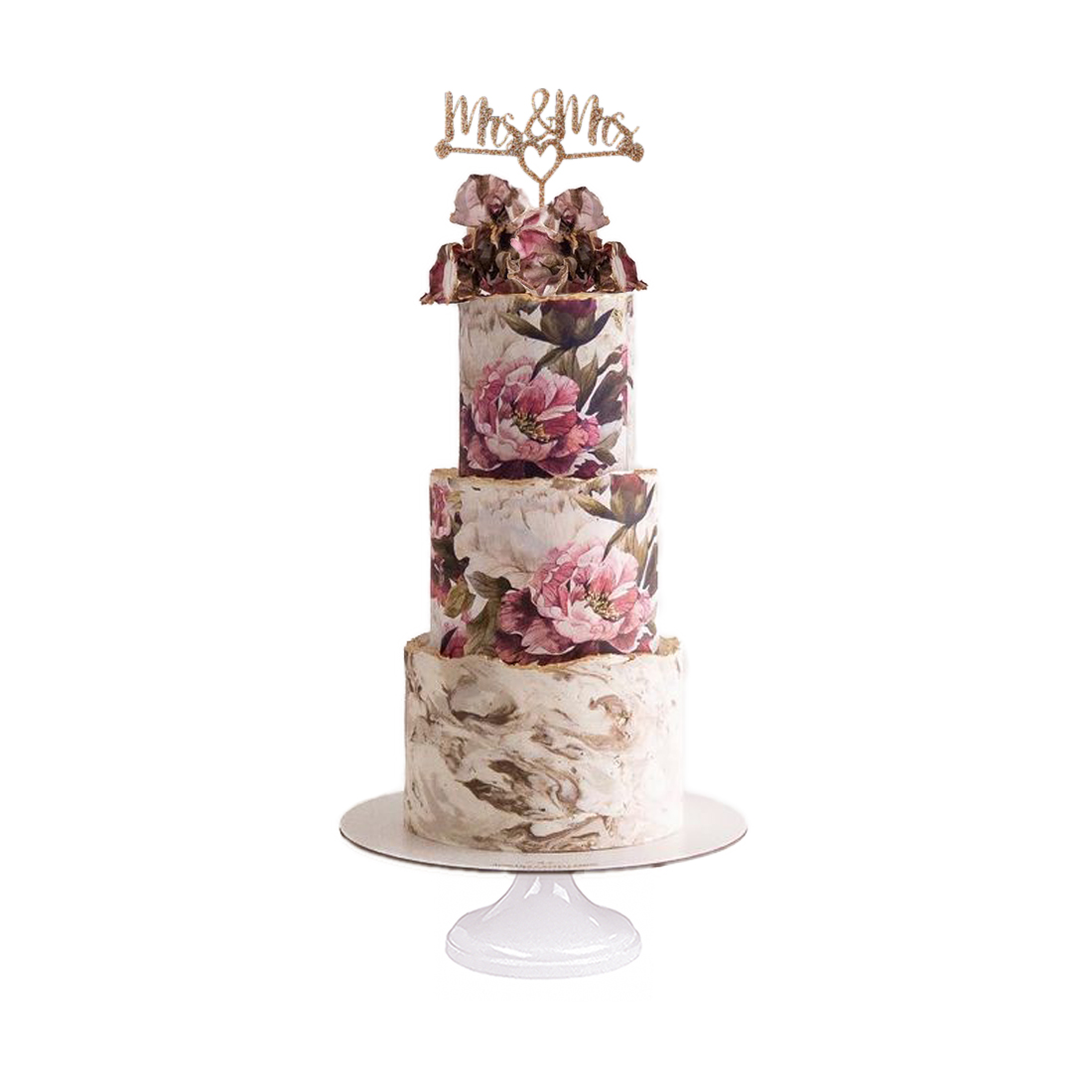 Belle fleur, pastel con estampado floral antiguo para boda
