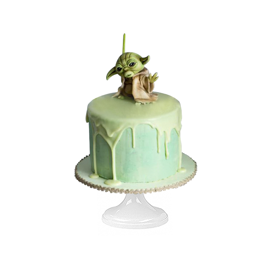Yoda Drip cake, Pastel decorado con figura de fondant de Yoda
