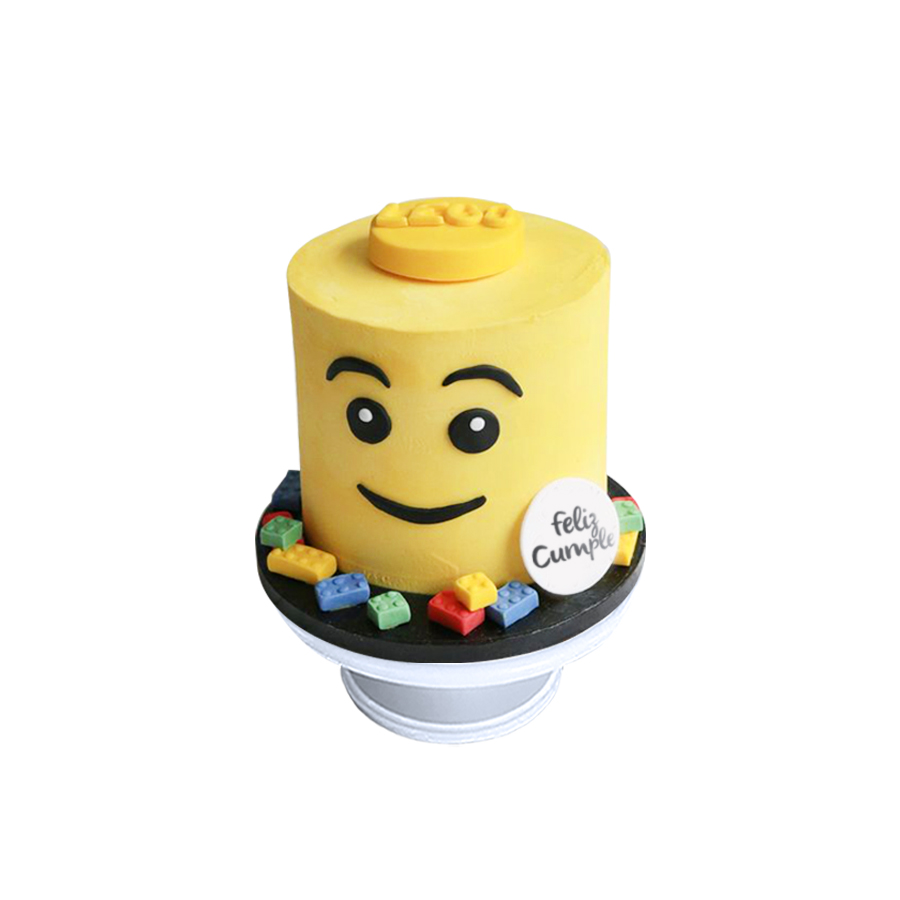 Lego Head, pastel decorado de fondant