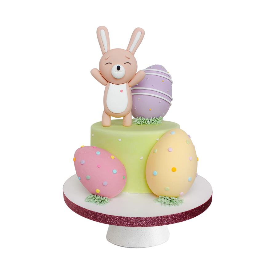 Funny Easter, pastel para cumpleaños con huevos y conejo de dulce