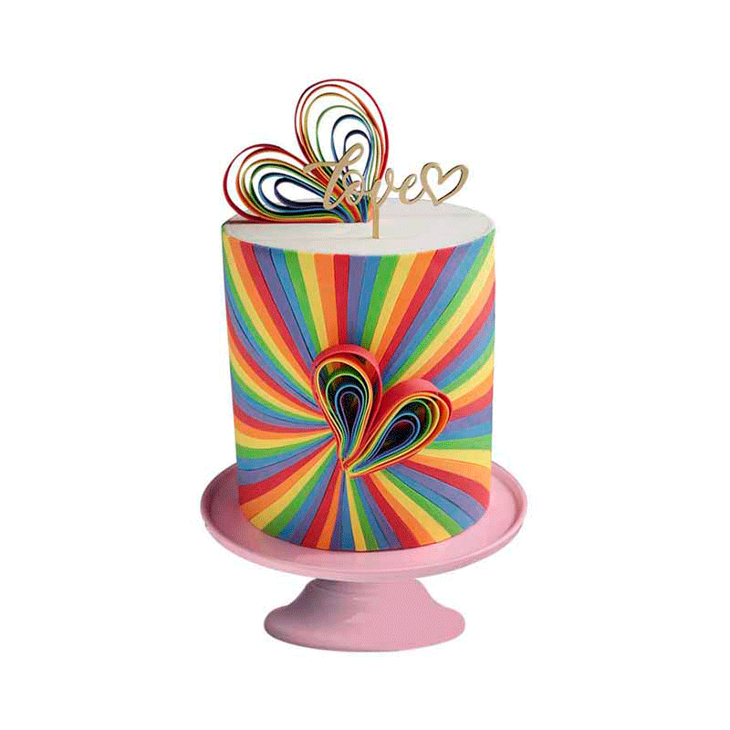 Color Love, pastel de arcoíris de fondant para cumpleaños