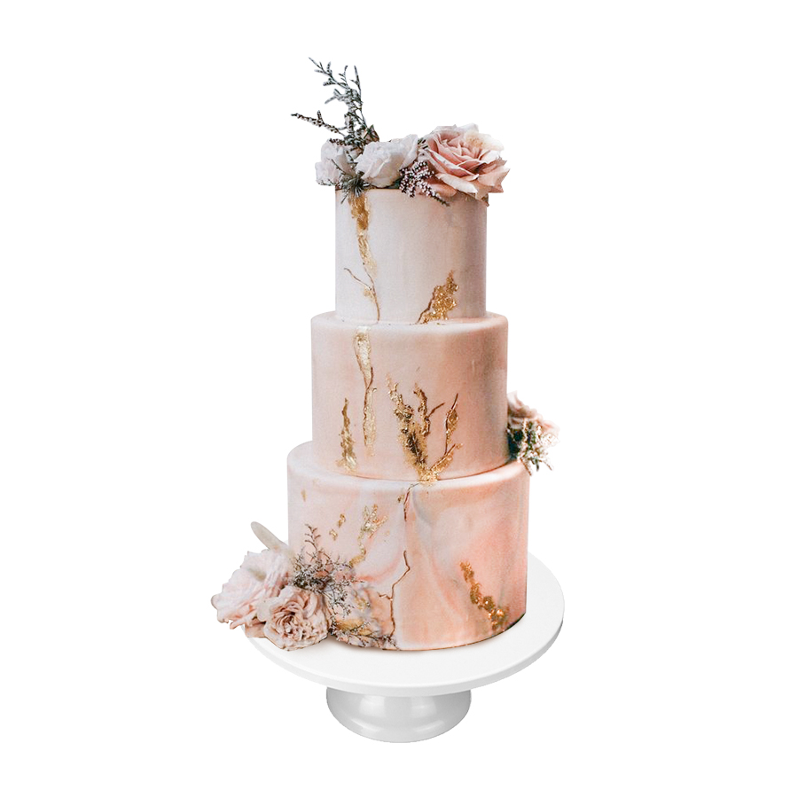 Salmon Roses, pastel decorado en 3 pisos para boda