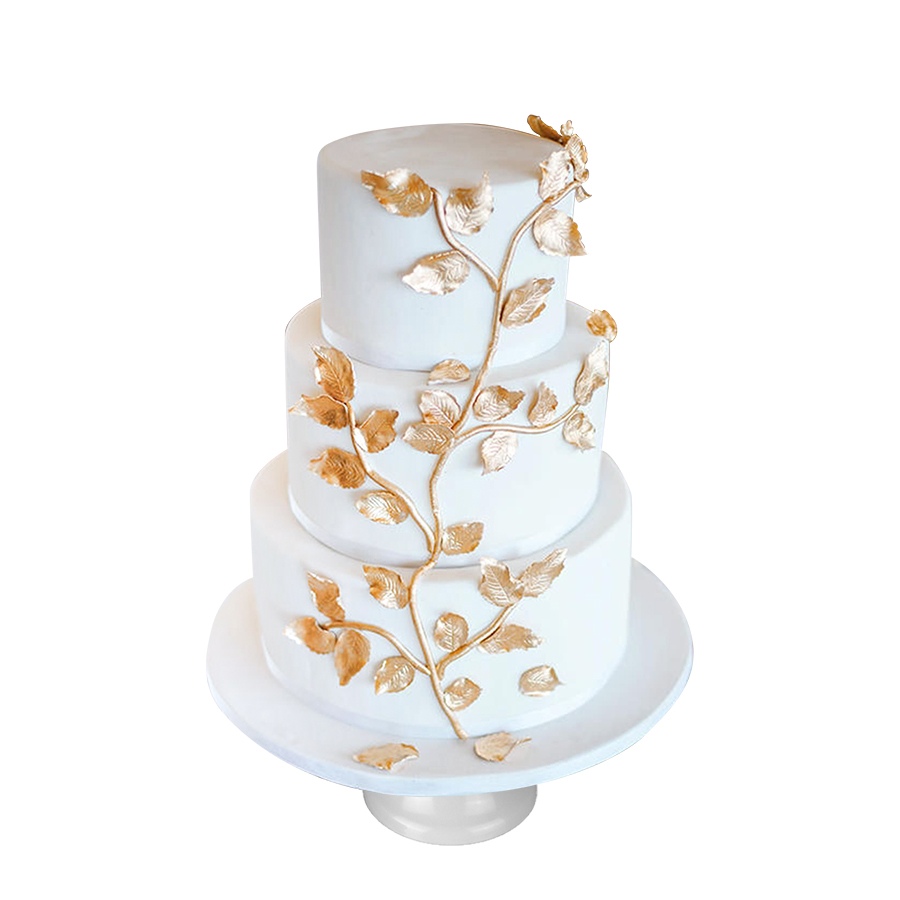 Golden Leaf Cake, pastel de boda de 3 pisos