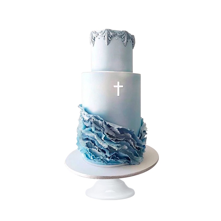 Oceanic cross, pastel decorado para bautizo