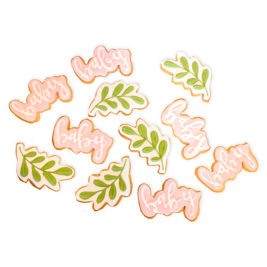 Baby leaf cookies, Galletas decoradas con forma de hoja