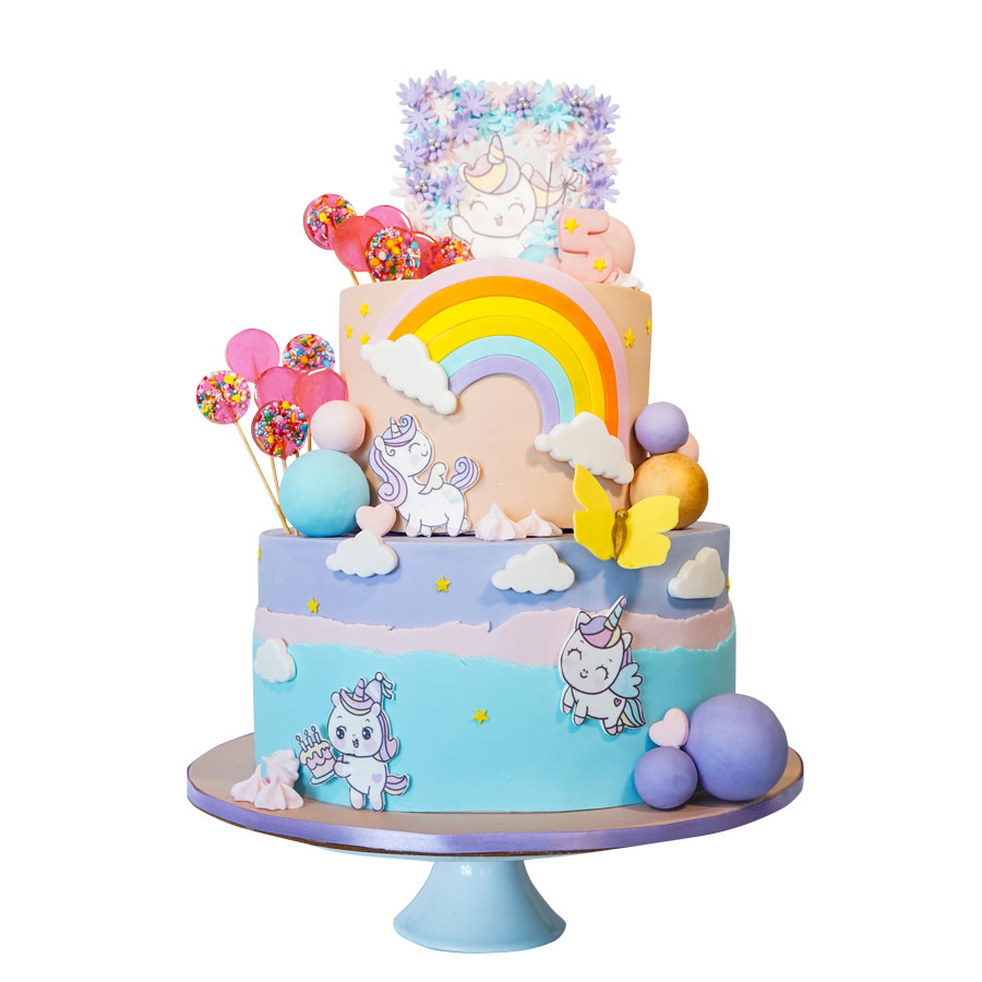 Cute & sweet unicorn - Pastel de arcoíris y unicornios para fiesta