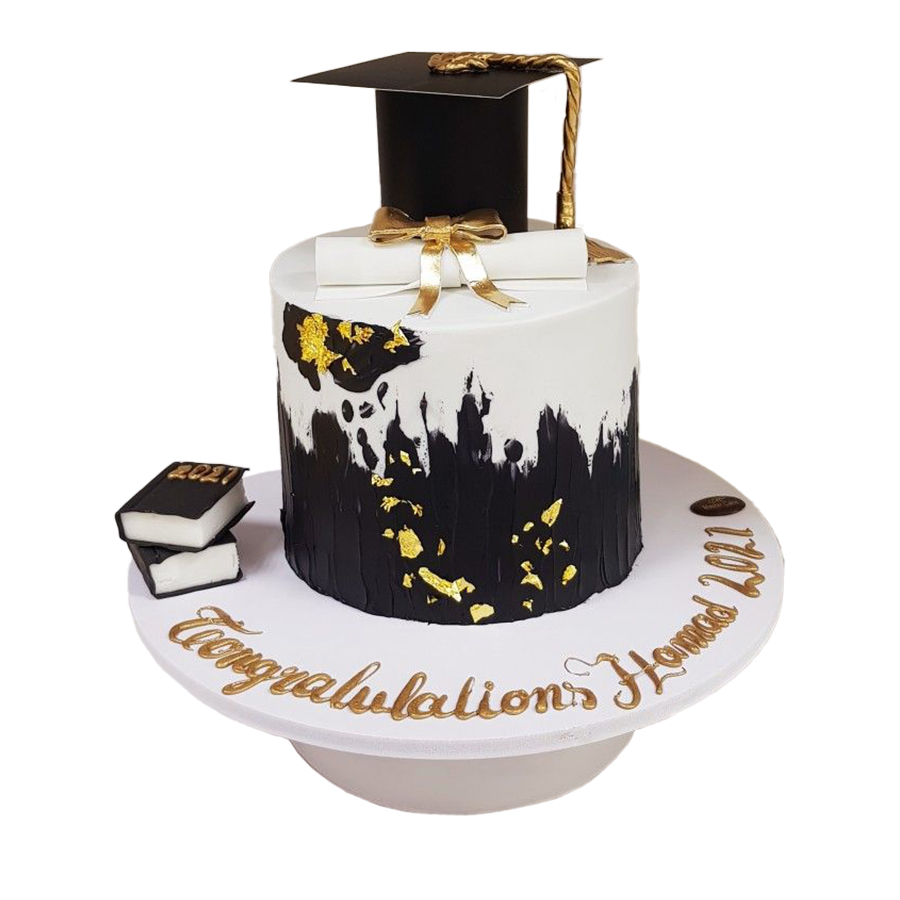 Golden Leaf Graduation cake, pastel para graduado