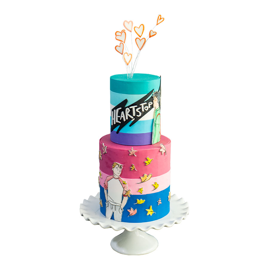 Heartstopper Pride cake, pastel decorado de la serie