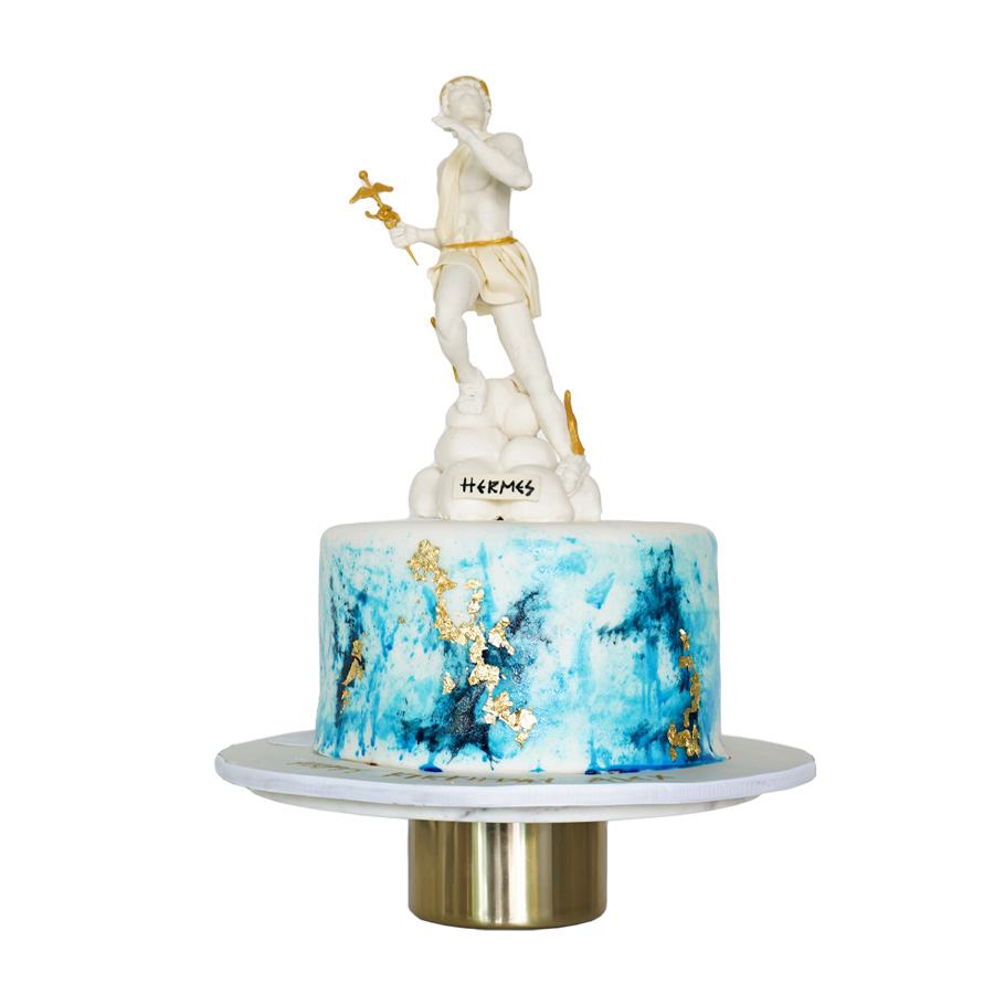 Greek god cake - Pastel decorado inspirado en dios griego con hoja de oro