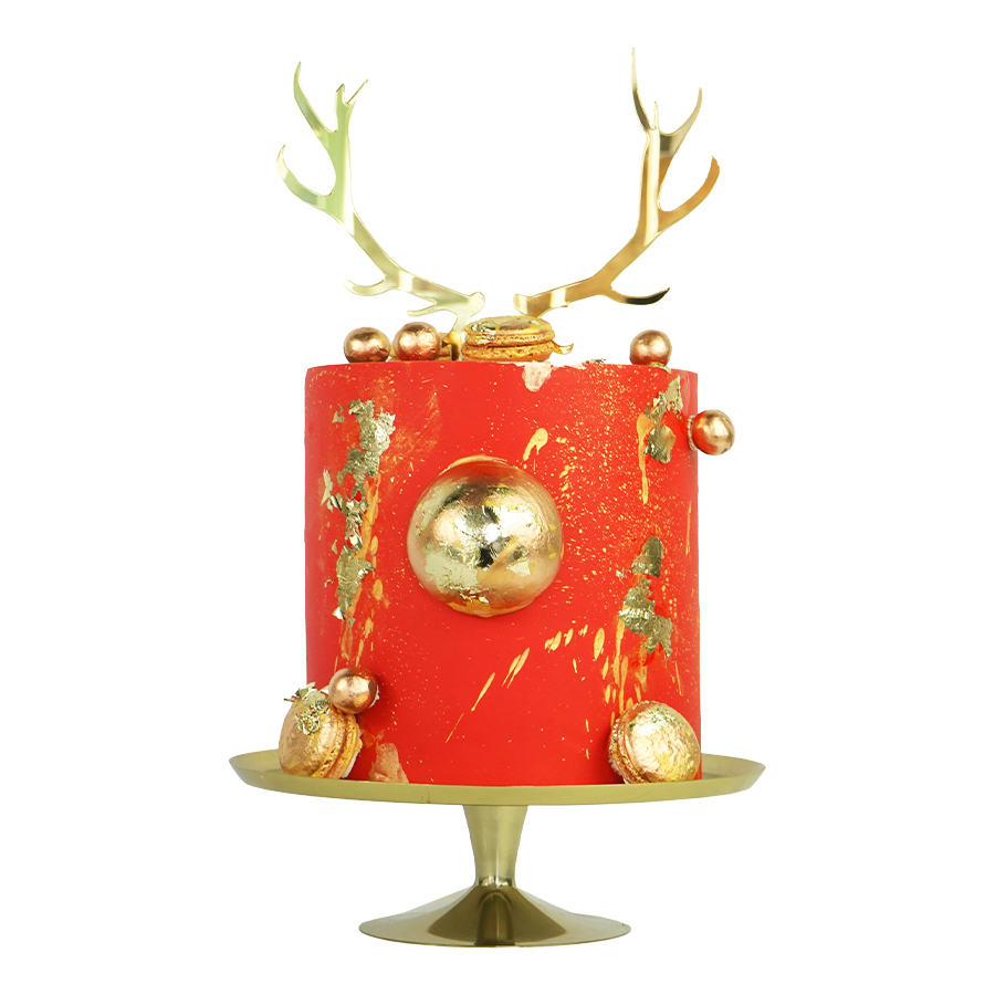 Red Christmas Reindeer - Pastel de reno navideño