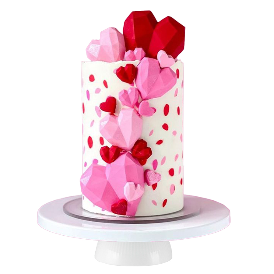 Pink & red hearts cake - Pastel de corazones rosas y rojos
