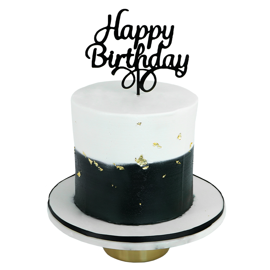Happy Birthday banner cake, Pastel con letrero de Happy Birthday