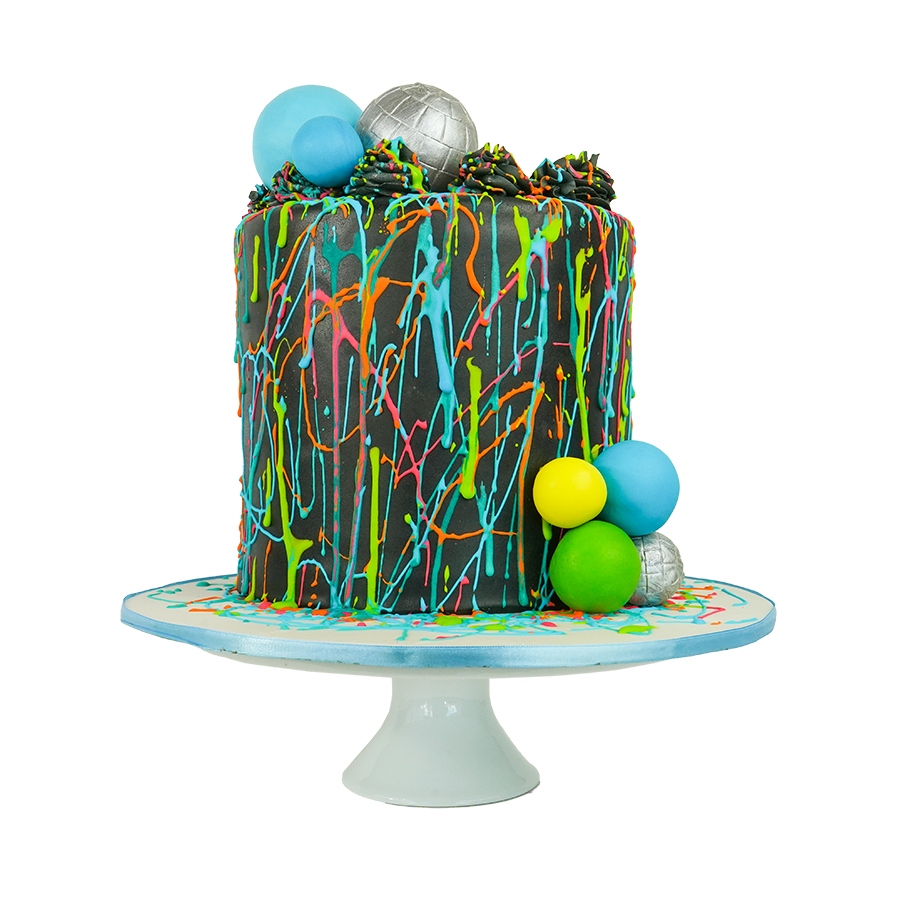 colorful disco mirror ball cake - pastel colorido de bola de disco
