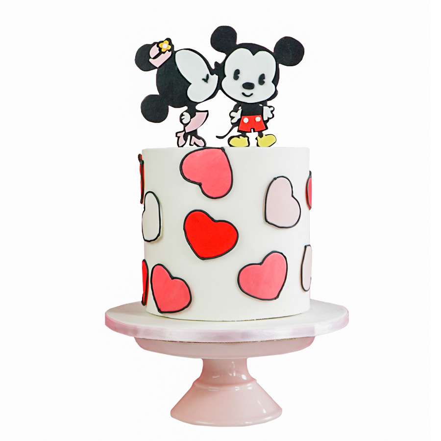 Pastel Mickey Corazones - Mickey Hearts Cake