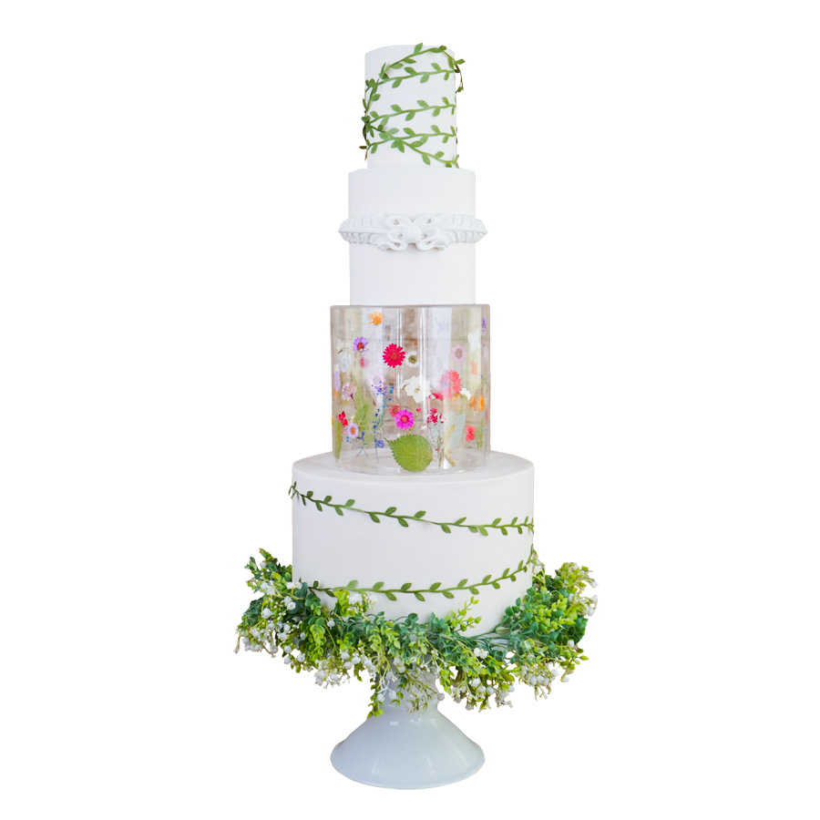 Pastel Con Flores y Ventana - Flowers and Window Cake